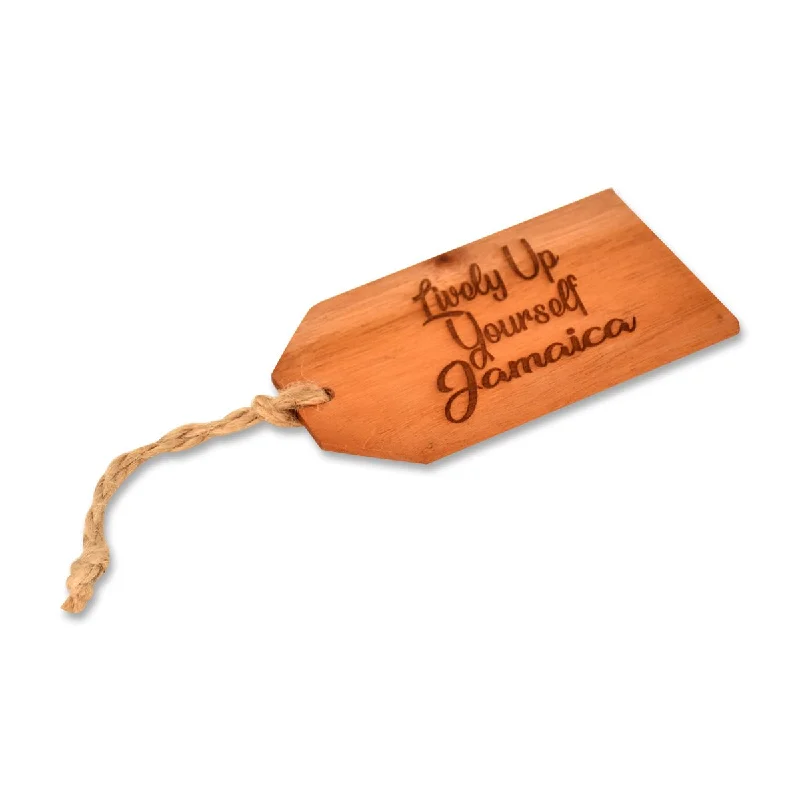  . **Dog collar is luminous and reflective**Bartley's All In Wood Luggage Tag