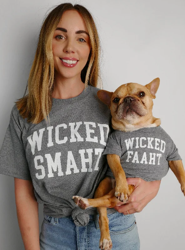 Pet cartoon pattern clothesWicked Smaht Faaht Matching T-Shirt Set