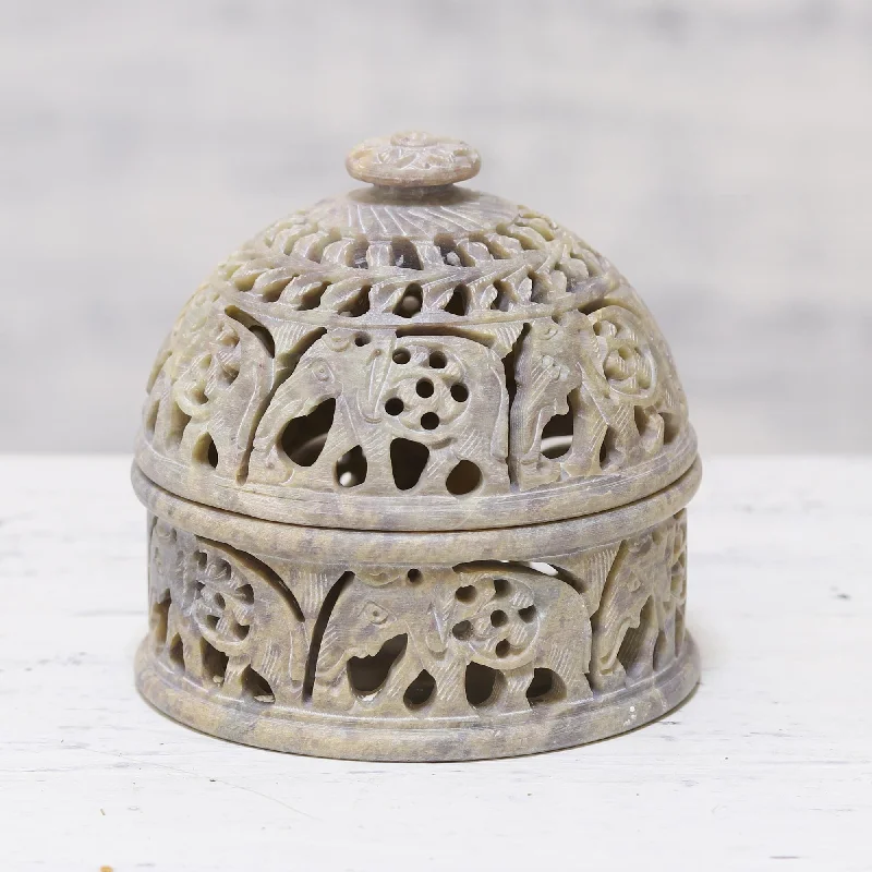 - Chinchilla cooling ice nest ceramic plateElephant Alliance Elephant-Themed Soapstone Decorative Jar from India