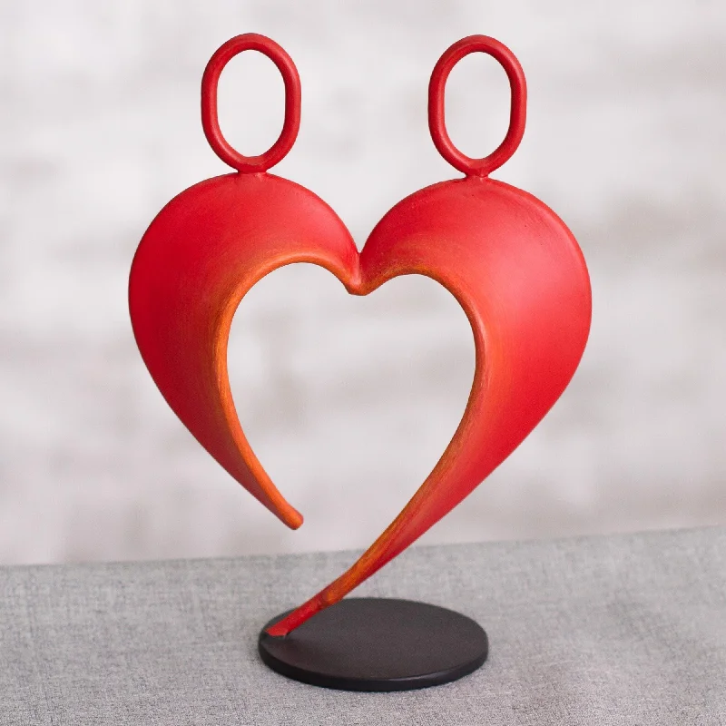 - Dog anti-slip matOur Heart in Red Abstract Steel Heart Sculpture in Red from Peru