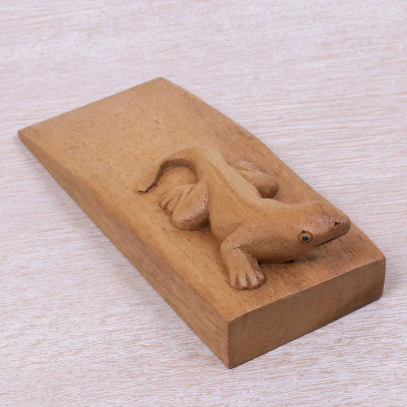 -Splash-proof food bowl AND Anti-choking slow food bowlHandy Gecko in Brown Hand Carved Suar Wood Lizard Door Stopper in Brown from Bali -Splash-proof food bowl AND Anti-choking slow food bowlHandy Gecko in Brown Hand Carved Suar Wood Lizard Door Stopper in Brown from Bali