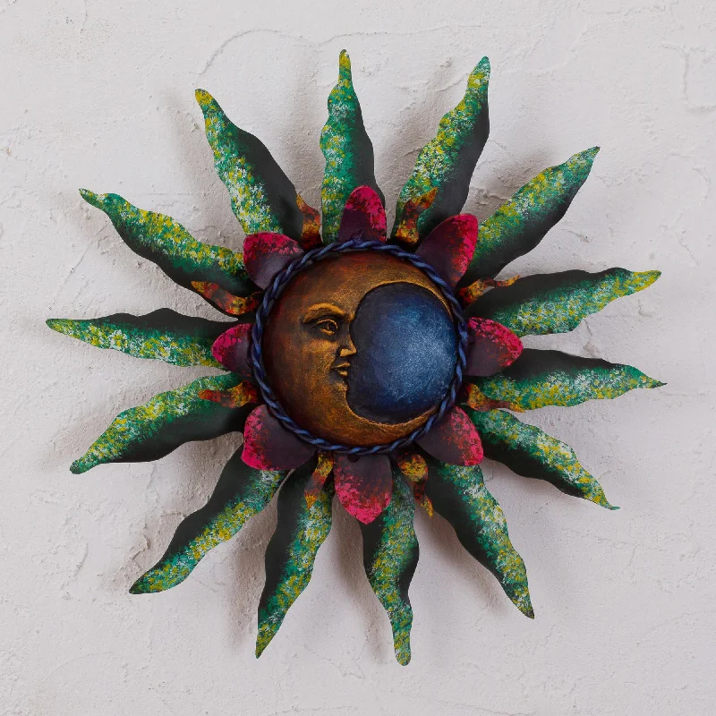 - Parrot climbing and standing wooden frameGleaming Eclipse Crescent Moon Steel Wall Sculpture in Green from Mexico - Parrot climbing and standing wooden frameGleaming Eclipse Crescent Moon Steel Wall Sculpture in Green from Mexico