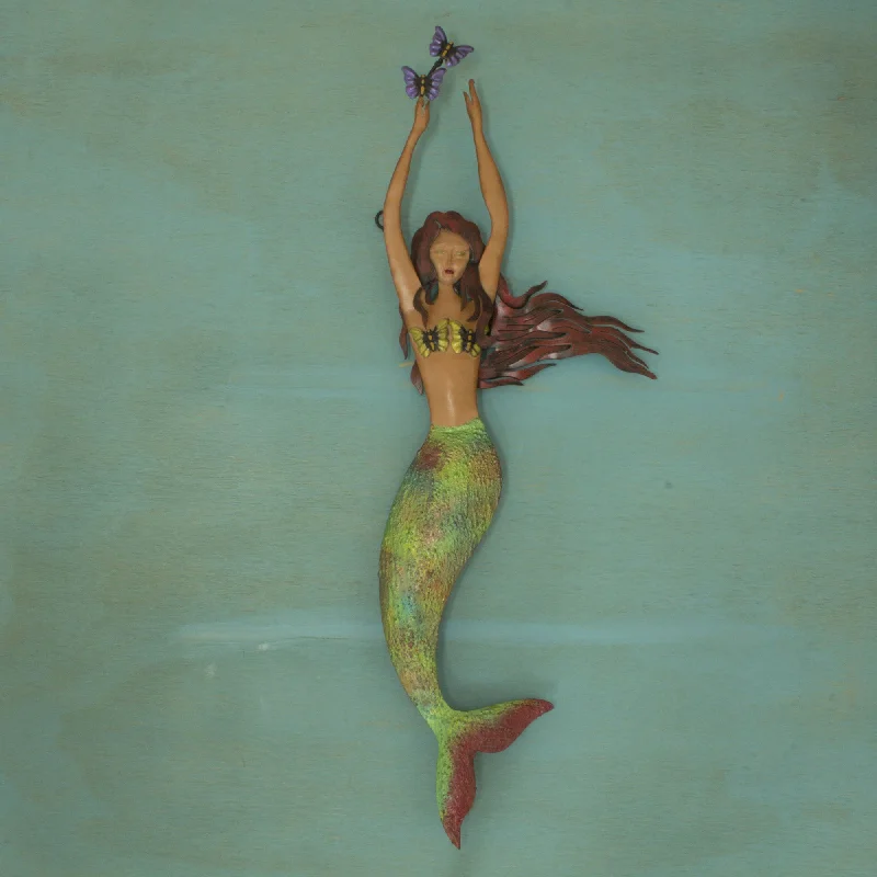 - Custom pet birthday cakeMermaid with Butterflies Hand Made Mermaid and Butterfly Iron Wall Sculpture