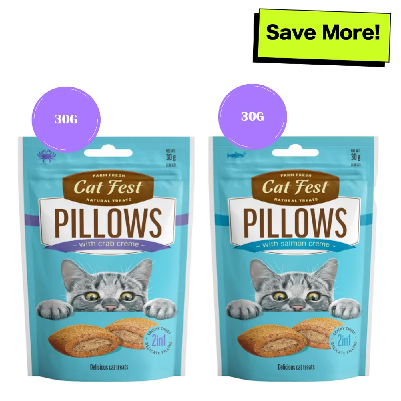 - ​​Pet toys under    yuanCatfest Pillows with Salmon and Crab Cream Cat Treats Combo