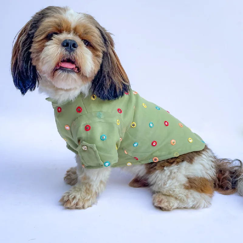 - ​​Christmas pet Christmas clothingPawgypets Festive Shirt for Dogs and Cats (Pista Green)