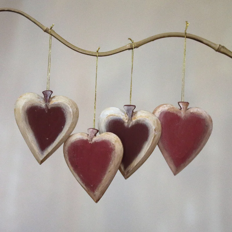 - Natural latex pet mattressRuby Hearts Set of Four Painted Wood Heart Ornaments from Bali