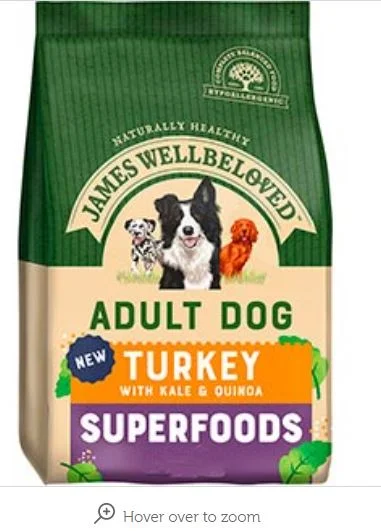 - Pet tear stain cleaning wipesJames Wellbeloved Superfood Adult Dry Dog Food Turkey with Kale and Quinoa 1.5kg
