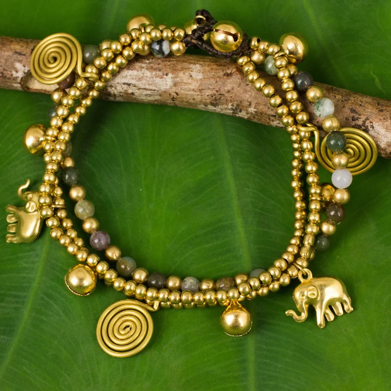 - Organic cotton dog bibsColorful Siam Elephants Jasper and Brass Beaded Charm Bracelet - Organic cotton dog bibsColorful Siam Elephants Jasper and Brass Beaded Charm Bracelet