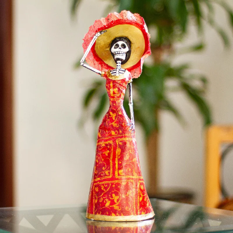 - ​​Pet toys under    yuanCatrina in Red Hand Crafted Papier Mache Catrina Sculpture with Hat