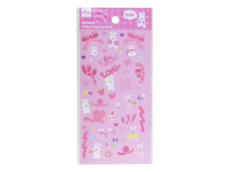 ---Sticker Sheet Animal Cheering Squad Pink