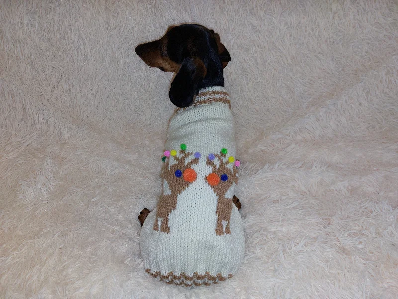 - Teething and chewing toys for puppiesChristmas Pet Sweater with Reindeer,Dachshund Dog Christmas Outfit Clothes