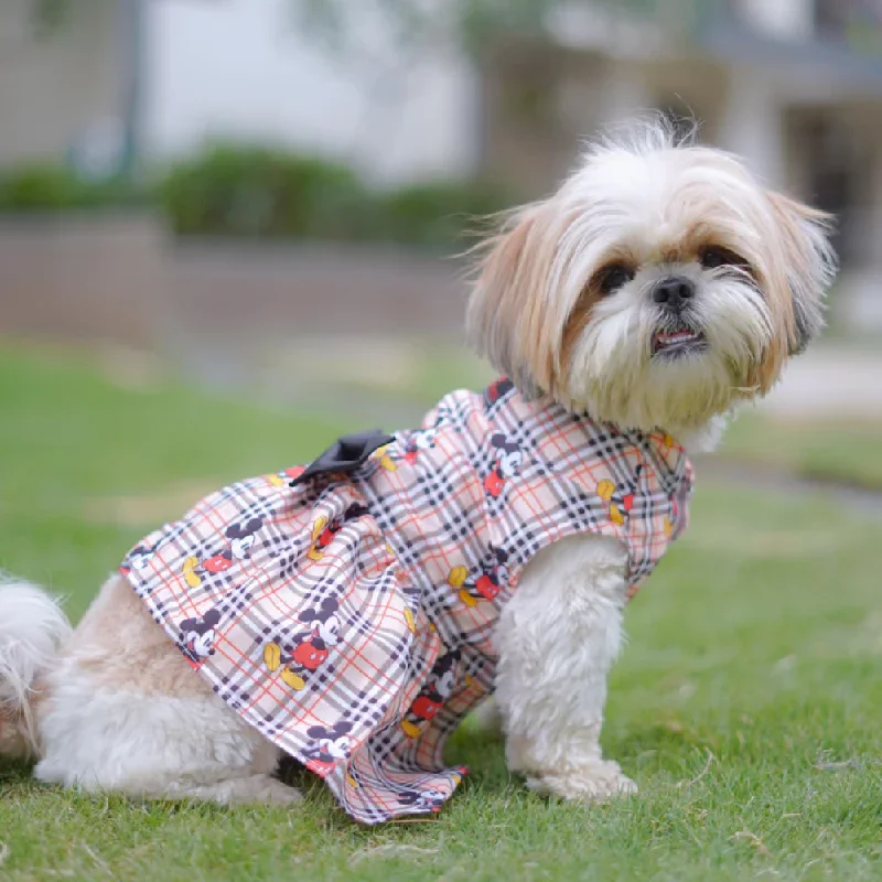 - Parrot climbing and standing wooden framePawgypets Mickey Check Dress for Dogs (Beige)