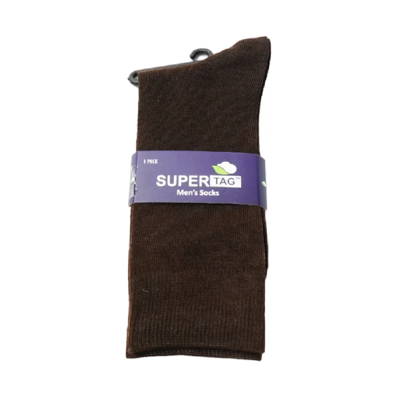 - ​​Christmas pet Christmas clothingSUPER TAG LONG CREW SOCKS BROWN PLAIN 1PC HZ
