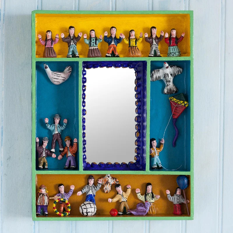 - Solid wood cat climbing frame customizedChildren at Play Hand-Painted Wood Retablo Wall Mirror Crafted in Peru