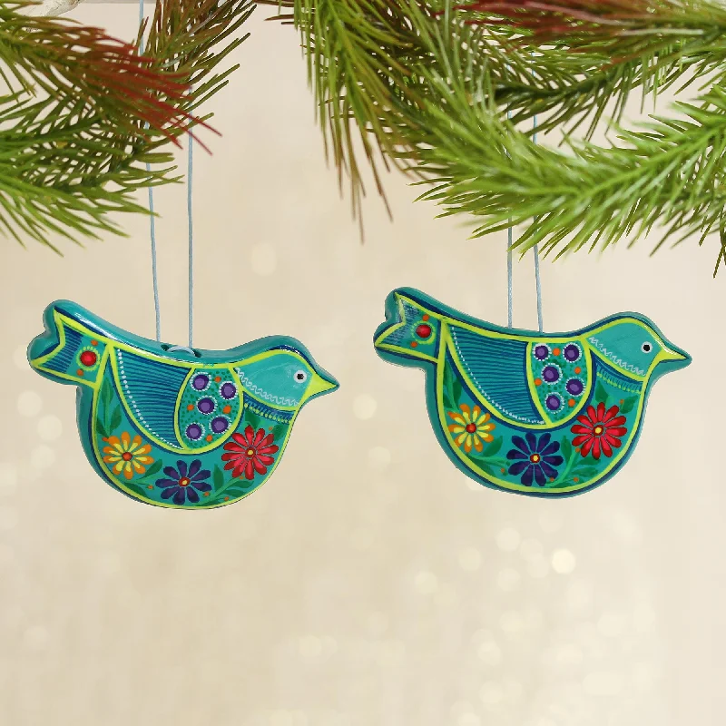 - ​​Pet toys under    yuanTurquoise Doves 2 Caribbean Blue Ceramic Handcrafted and Painted Ornaments