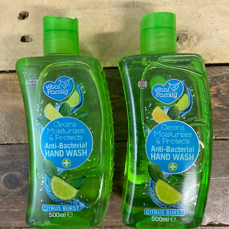 - Dog disposable foam shower gel2x Vital Family Anti-bacterial Citrus Burst Hand Wash (2x500ml)