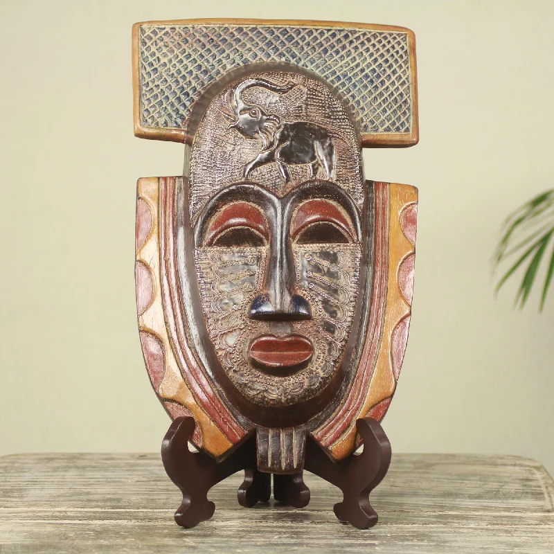  -Explosion-proof leash FOR LARGE dogsRoyal Elephant Elephant Theme Hand Made African Mask and Stand from Ghana