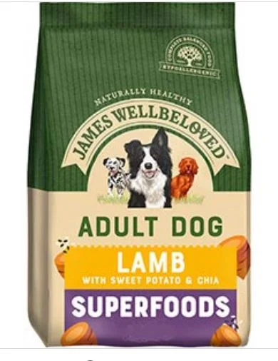 - Dog disposable foam shower gelJames Wellbeloved Superfood Adult Dry Dog Food Lamb with Sweet Potato & Chia 1.5kg
