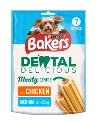 - Winter warm clothes for short-haired dogsBakers Dental Delicious Chicken Medium 200g