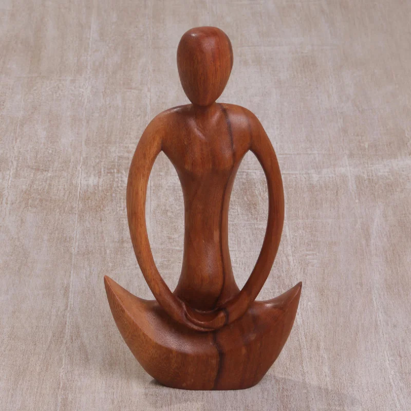 - Rabbit grass rack to prevent waste food boxMaternal Meditation Handcrafted Suar Wood Meditation Sculpture from Bali - Rabbit grass rack to prevent waste food boxMaternal Meditation Handcrafted Suar Wood Meditation Sculpture from Bali