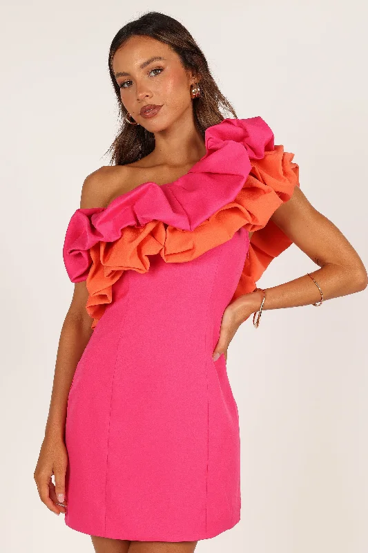 - Pregnant cat delivery room warming boxPhoebe One Shoulder Mini Dress - Pink/Orange