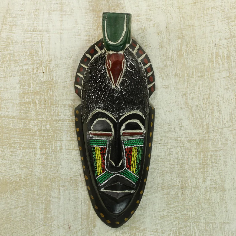 -Explosion-proof leash FOR LARGE dogsAdom Parrot Recycled Glass Beaded African Wood Parrot Mask from Ghana -Explosion-proof leash FOR LARGE dogsAdom Parrot Recycled Glass Beaded African Wood Parrot Mask from Ghana