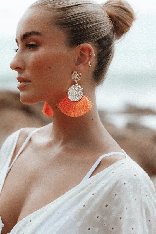- ​​Pet toys under    yuanEloise Tassel Earrings - Gold/Orange