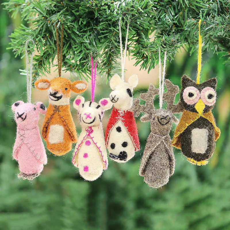 - Summer pet ice matWoodland Animals Animal-Themed Wool Ornaments from India (Set of 6) - Summer pet ice matWoodland Animals Animal-Themed Wool Ornaments from India (Set of 6)
