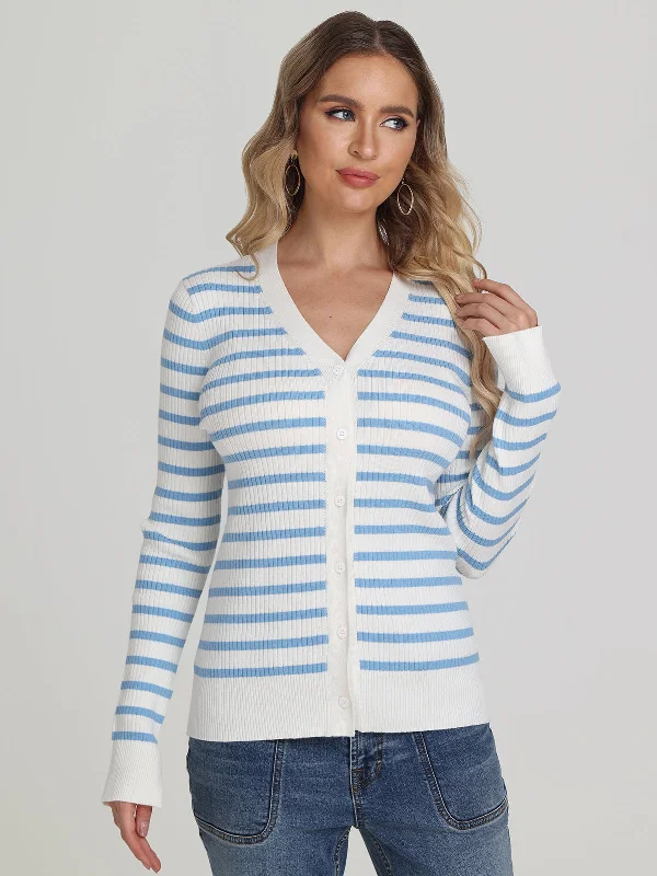 Ava: Stripe Button Down Cardigan