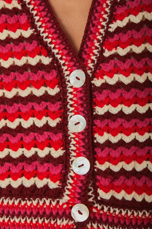 Colorful Stripes Crochet Cardigan