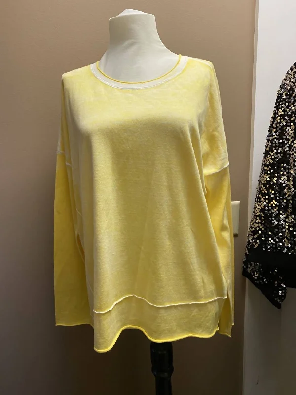 Cotton Longsleeve Sweater In Cornsilk Yellow