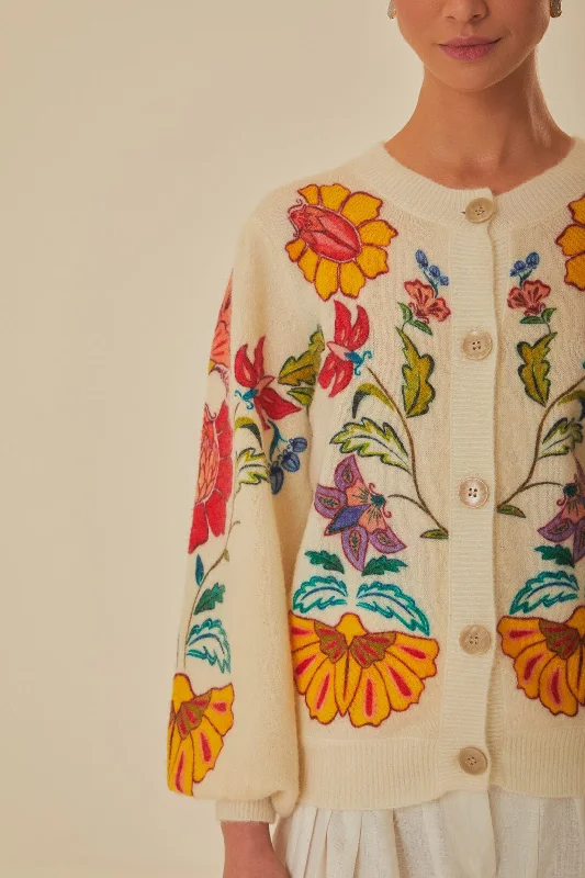 Floral Insects Knit Cardigan