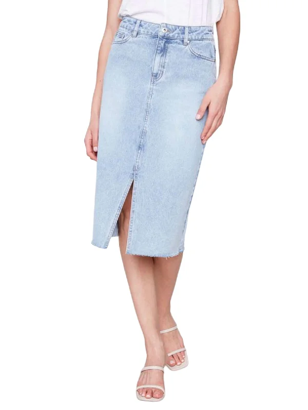 Frayed Hem Denim Skirt