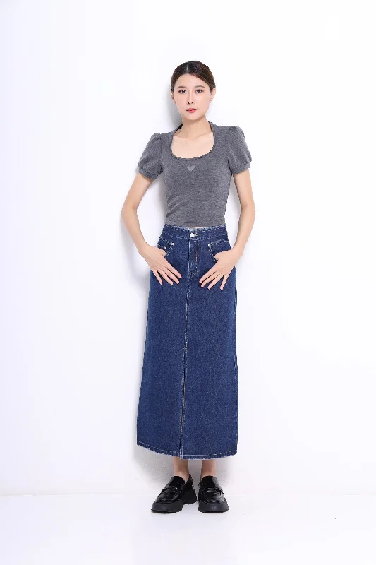 Hera Denim High Waist Midaxi Skirt