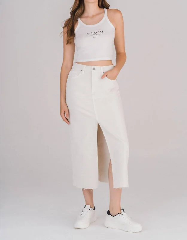 Joelle Sea Salt Denim Skirt In Ivory