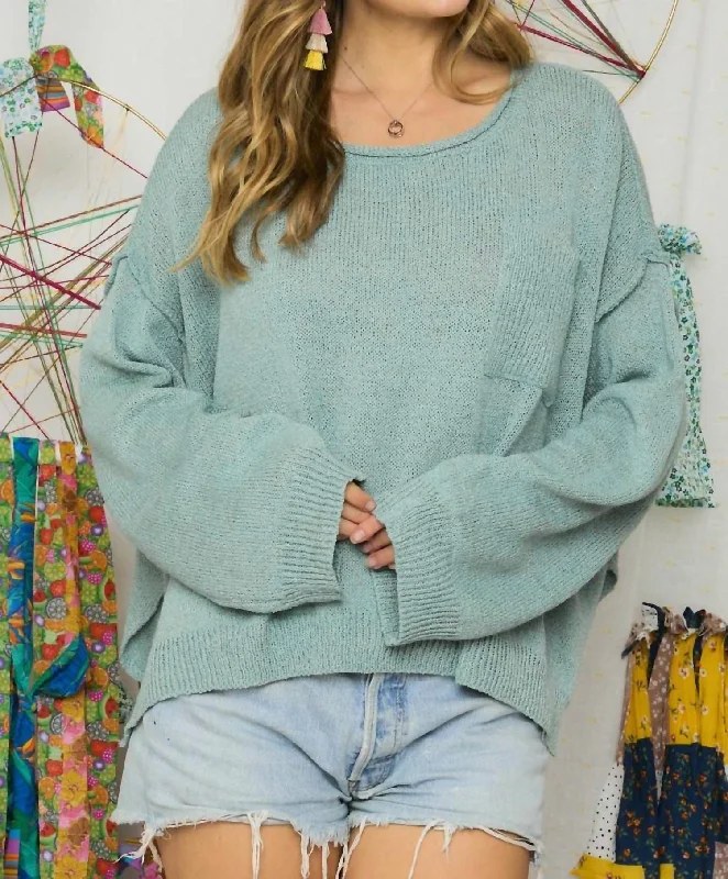 Loose Fit Sweater In Sage