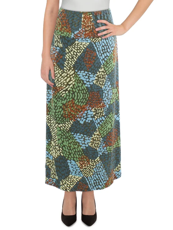 Plus Womens Printed Long Midi Skirt