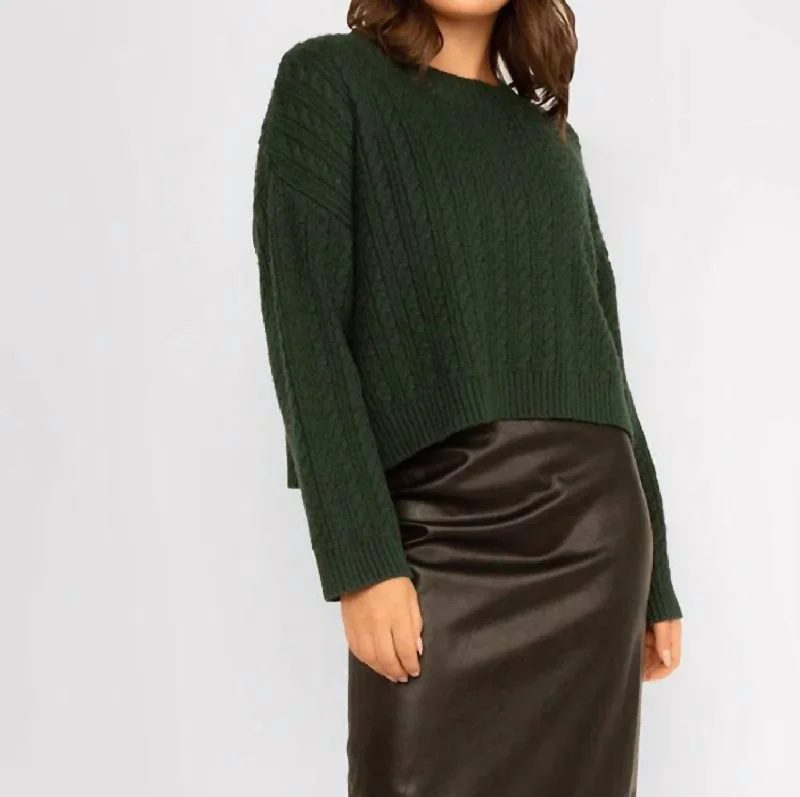 Shay Cable Knit Sweater In Pine