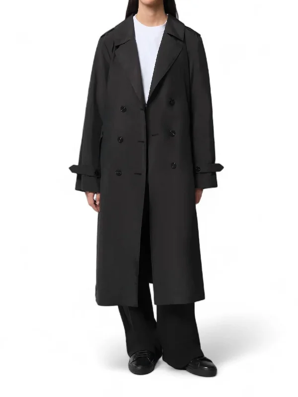 Blaire Semi-Fitted Double-Breasted Trench Coat In Black