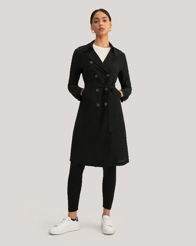 Classic Woman Double Breasted Silk Trench Coat