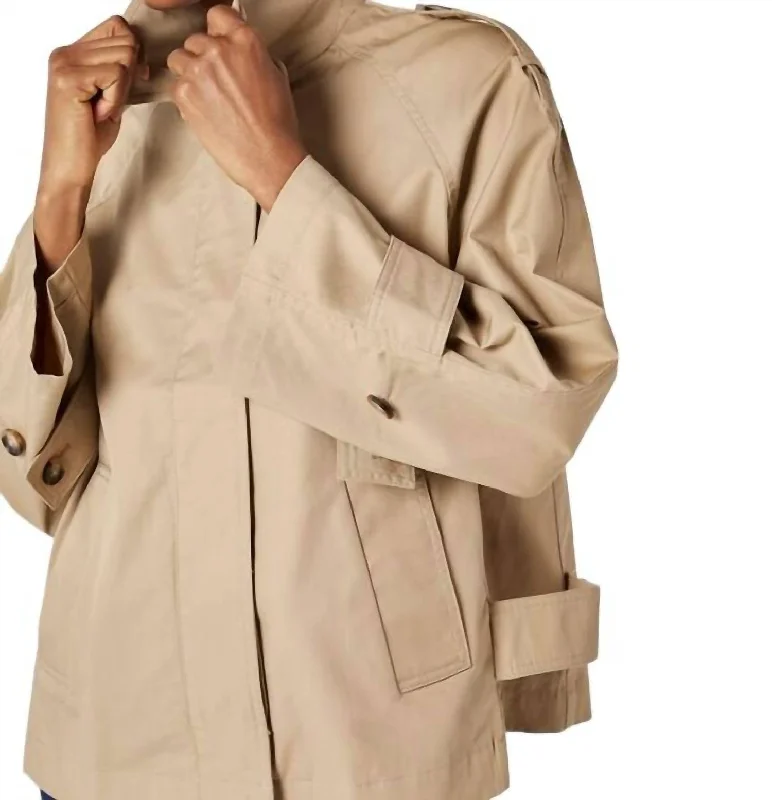 Short Trench Coat In Stone