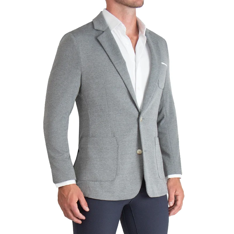 Athletic Fit Knit Blazer - Light Grey