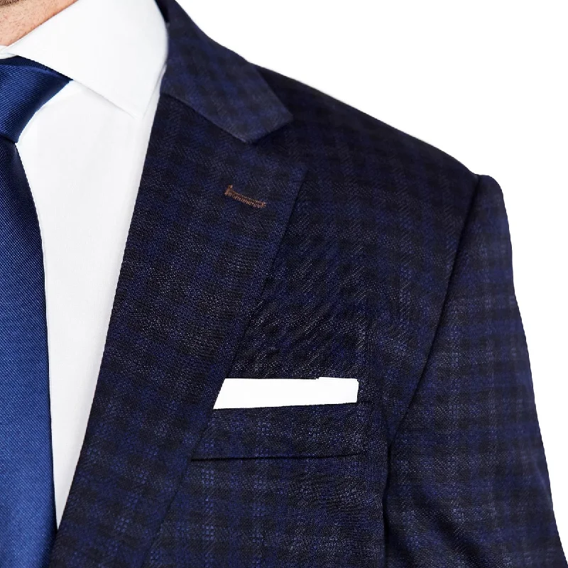 Athletic Fit Stretch Blazer - Blue Plaid