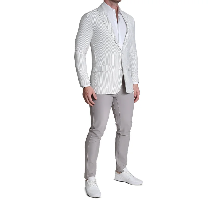 Athletic Fit Stretch Blazer - Grey Seersucker