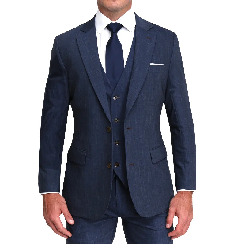 Athletic Fit Stretch Blazer - Heathered Navy