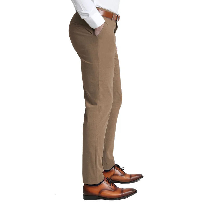 Athletic Fit Stretch Suit Pants - Heathered Cappuccino