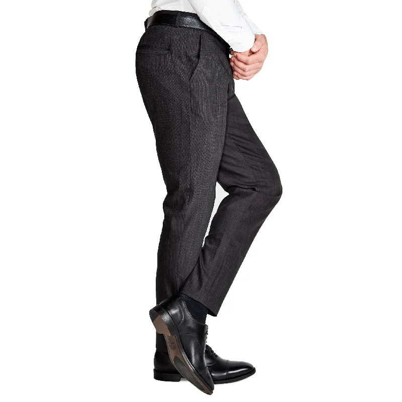 Athletic Fit Stretch Suit Pants - Heathered Charcoal