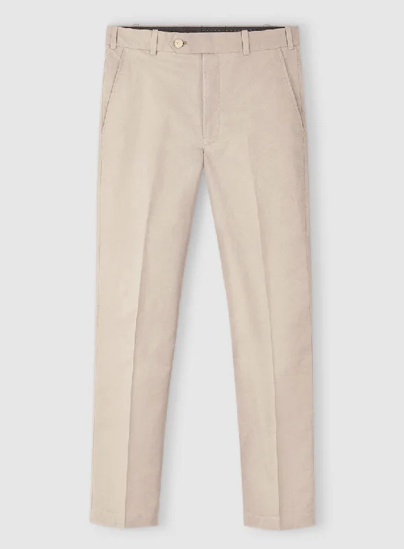 Beige Cotton Power Stretch Chino Pants