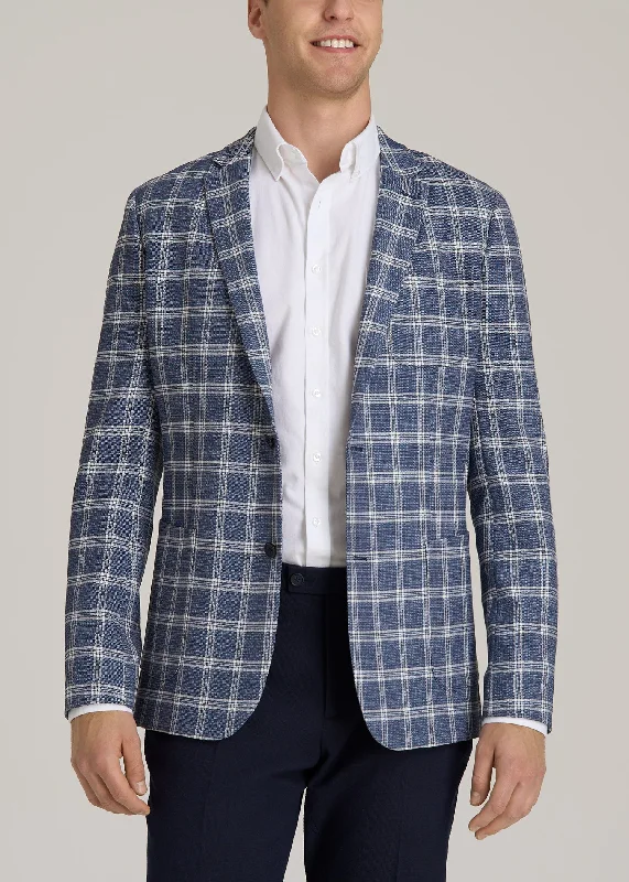 Men's Tall Blazer in Navy Check