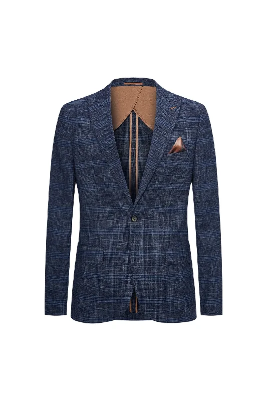 Blended Stretch Glen Check Suit in Slim Fit